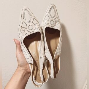 Elegant White Slingback Women's Shoes